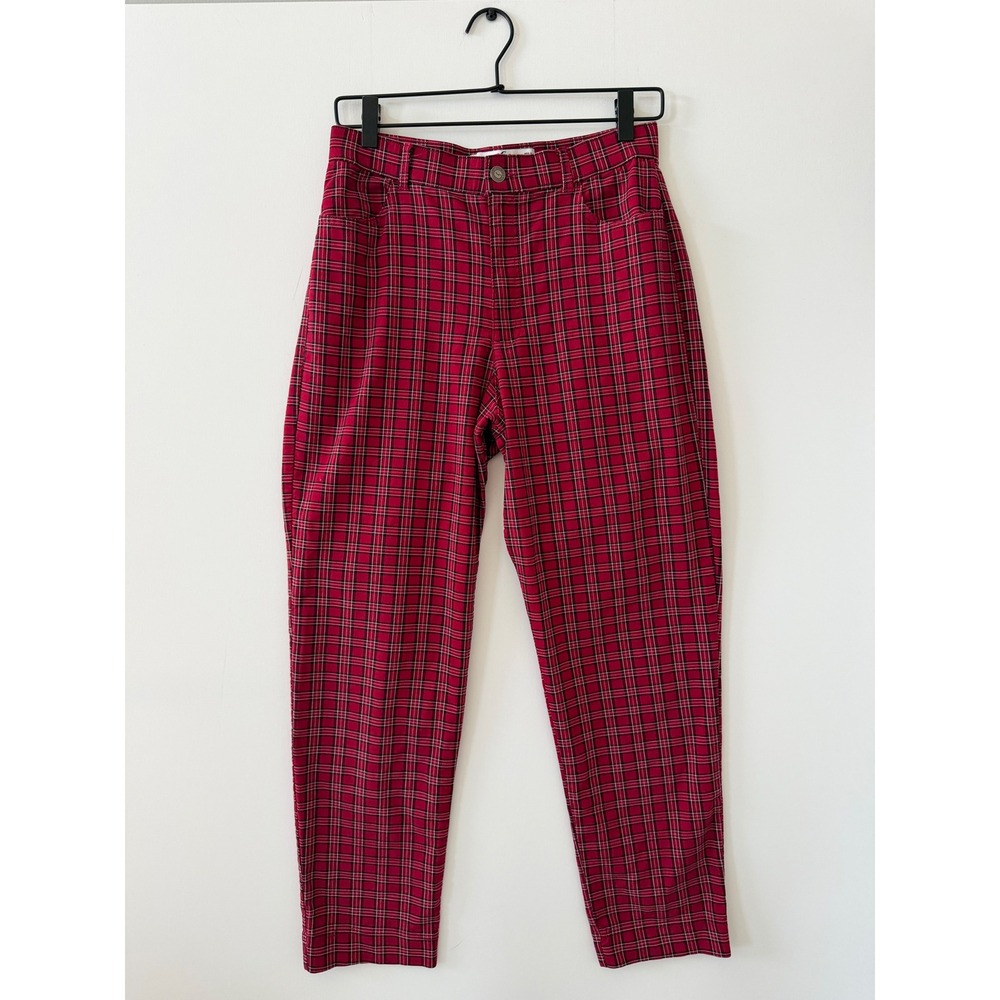 Hollister Womens Red Plaid Ultra High-Rise Tapered Advanced Stretch Pants Size M